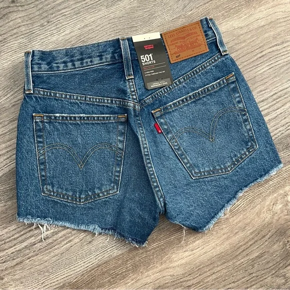 Levi’s 501 Distressed Denim Shorts - Picture 2 of 4
